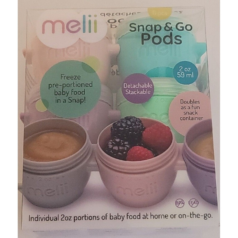 Melii Snap & Go Baby Food Freezer Storage & Snack Containers~Set of 6